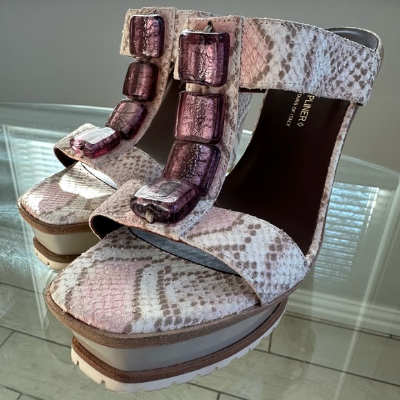 New! Rare Lisa For Donald J Pliner Pink Snakeskin Sandals Shoes 7.5 - Picture 7 of 9
